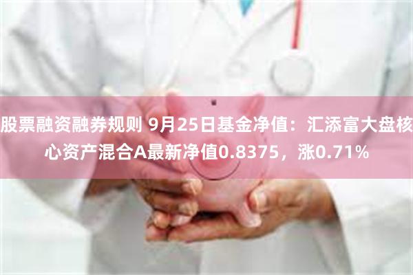 股票融资融券规则 9月25日基金净值：汇添富大盘核心资产混合A最新净值0.8375，涨0.71%