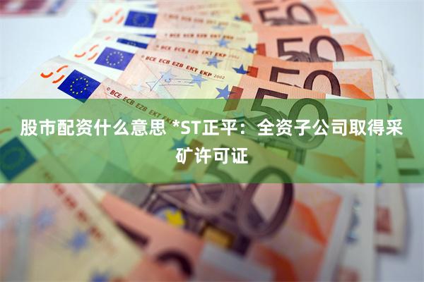 股市配资什么意思 *ST正平:全资子公司取得采矿许可证